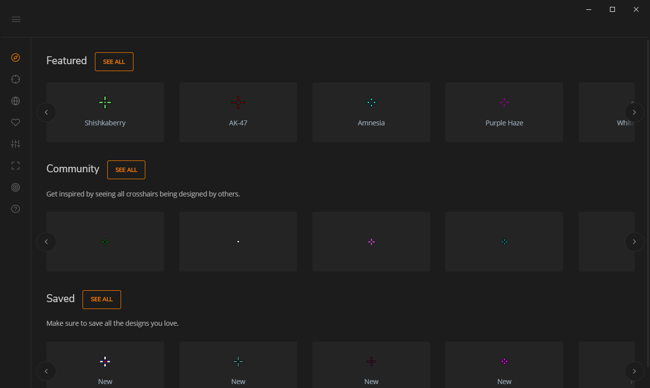 Gallery of Custom Crosshairs Shared by Users